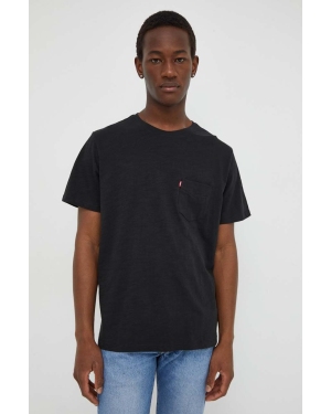 Levi's t-shirt bawełniany męski kolor czarny gładki