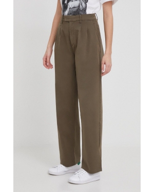 Pepe Jeans spodnie Tina damskie kolor zielony fason chinos high waist