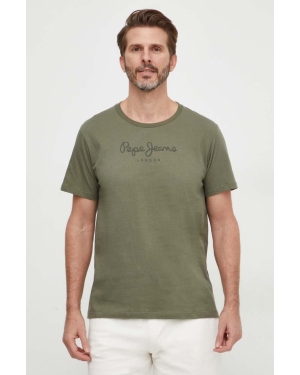 Pepe Jeans t-shirt bawełniany Eggo męski kolor zielony z nadrukiem