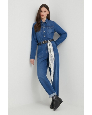 Pepe Jeans kombinezon jeansowy HUNTER UTILITY kolor niebieski bawełniany z kołnierzykiemm