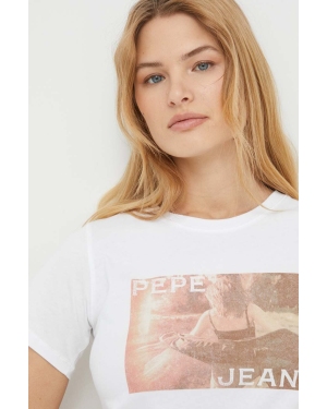 Pepe Jeans t-shirt bawełniany HIGI damski kolor biały