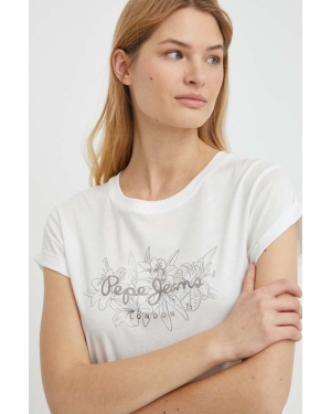 Pepe Jeans t-shirt bawełniany HELEN damski kolor biały