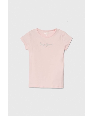 Pepe Jeans t-shirt dziecięcy HANA GLITTER kolor różowy