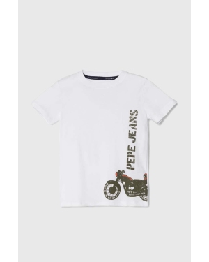 Pepe Jeans t-shirt bawełniany dziecięcy ROBERT kolor biały z nadrukiem