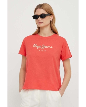 Pepe Jeans t-shirt bawełniany damski kolor czerwony