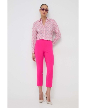 Pinko spodnie damskie kolor różowy proste high waist