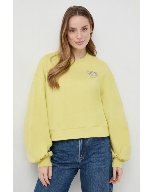 Pinko bluza bawełniana damska kolor żółty z aplikacją 102827.A1R8