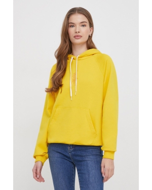 Polo Ralph Lauren bluza bawełniana damska kolor żółty z kapturem z aplikacją