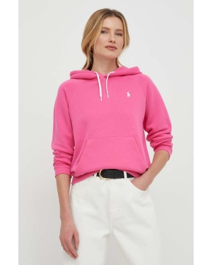 Polo Ralph Lauren bluza damska kolor różowy z kapturem gładka