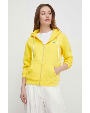 Polo Ralph Lauren bluza damska kolor żółty z kapturem gładka