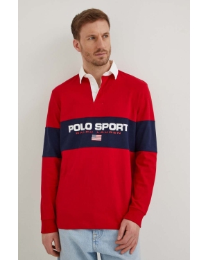 Polo Ralph Lauren longsleeve bawełniany kolor czerwony wzorzysty