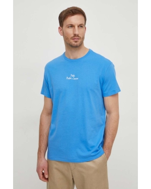 Polo Ralph Lauren t-shirt bawełniany męski kolor niebieski gładki