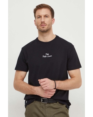 Polo Ralph Lauren t-shirt bawełniany męski kolor czarny gładki