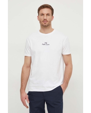 Polo Ralph Lauren t-shirt bawełniany męski kolor biały gładki
