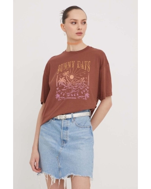 Roxy t-shirt bawełniany damski kolor brązowy ERJZT05691