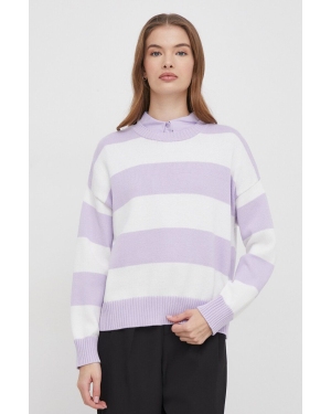 United Colors of Benetton sweter bawełniany kolor fioletowy