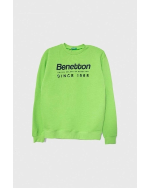 United Colors of Benetton bluza bawełniana dziecięca kolor zielony wzorzysta