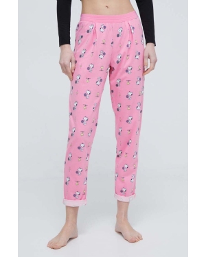 United Colors of Benetton spodnie piżamowe x Peanuts damskie kolor różowy