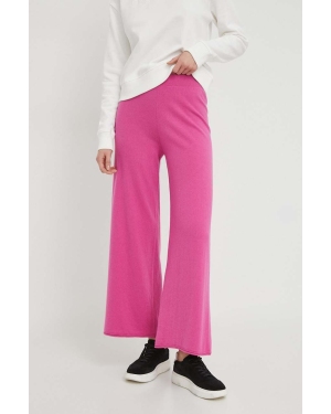 United Colors of Benetton spodnie dresowe z domieszką wełny kolor różowy gładkie
