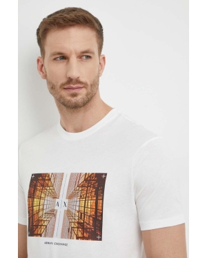 Armani Exchange t-shirt bawełniany męski kolor biały z nadrukiem 3DZTHV ZJBYZ