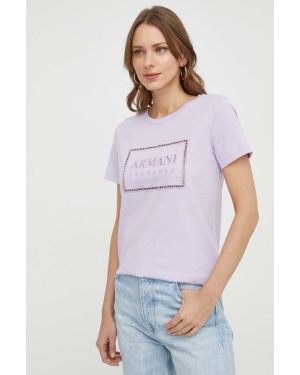 Armani Exchange t-shirt bawełniany damski kolor fioletowy 3DYT59 YJ3RZ