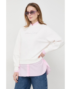 Armani Exchange bluza damska kolor beżowy z aplikacją 3DYM13 YJFFZ
