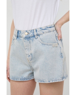 Armani Exchange szorty jeansowe damskie kolor niebieski gładkie high waist 3DYJ78 Y16JZ