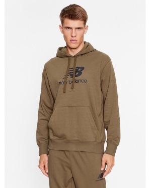 New Balance Bluza Essentials Stacked Logo French Terry Hoodie MT31537 Brązowy Regular Fit