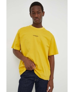 G-Star Raw t-shirt bawełniany męski kolor żółty z aplikacją