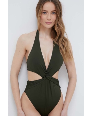 Lauren Ralph Lauren jednoczęściowy strój kąpielowy kolor zielony lekko usztywniona miseczka 20401065