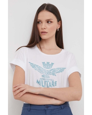 Aeronautica Militare t-shirt bawełniany damski kolor biały