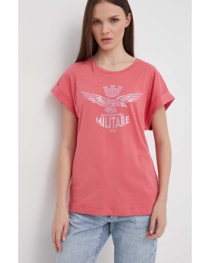 Aeronautica Militare t-shirt bawełniany damski kolor różowy
