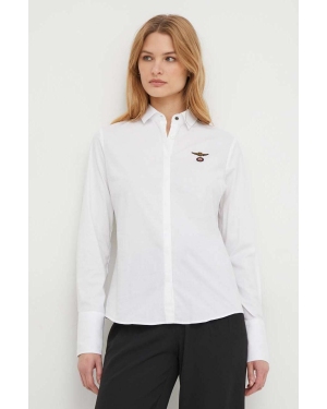 Aeronautica Militare koszula damska kolor biały regular z kołnierzykiem klasycznym