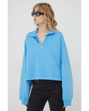 adidas Originals bluza bawełniana damska kolor niebieski gładka IR5998