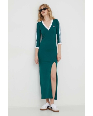 adidas Originals sukienka kolor zielony maxi dopasowana IP2991