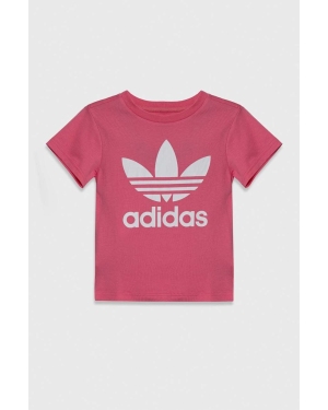 adidas Originals t-shirt bawełniany dziecięcy TREFOIL TEE kolor różowy