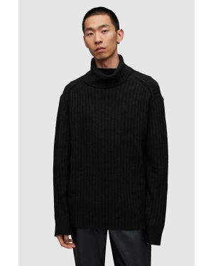 AllSaints sweter wełniany VARID kolor czarny ciepły z golferm