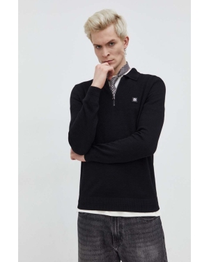 HUGO sweter z domieszką wełny męski kolor czarny 50504386