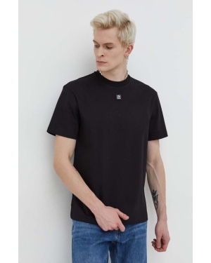 HUGO t-shirt bawełniany męski kolor czarny gładki