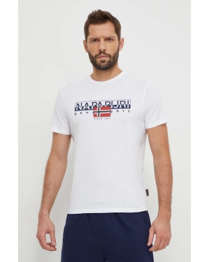 Napapijri t-shirt bawełniany S-Aylmer męski kolor biały z nadrukiem NP0A4HTO0021