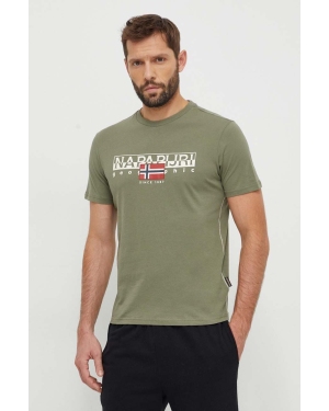 Napapijri t-shirt bawełniany S-Aylmer męski kolor zielony z nadrukiem NP0A4HTOGAE1
