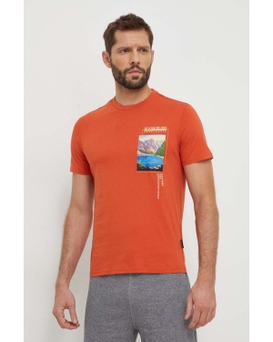 Napapijri t-shirt bawełniany S-Canada męski kolor pomarańczowy z nadrukiem NP0A4HQMA621
