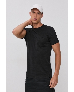 Solid T-shirt bawełniany kolor czarny gładki