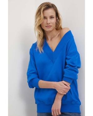 Answear Lab bluza damska kolor niebieski gładka