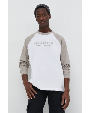 Hollister Co. longsleeve bawełniany kolor beżowy wzorzysty