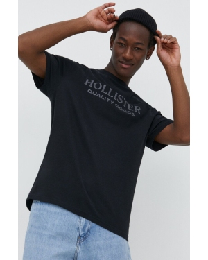 Hollister Co. t-shirt bawełniany męski kolor czarny z aplikacją
