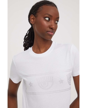 Chiara Ferragni t-shirt bawełniany LOGOMANIA damski kolor biały 76CBHG02