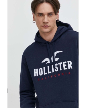 Hollister Co. bluza męska kolor granatowy z kapturem z aplikacją