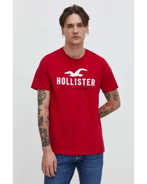 Hollister Co. t-shirt bawełniany męski kolor czerwony z aplikacją