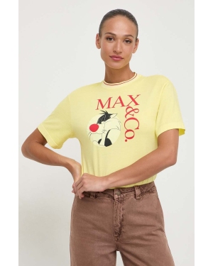 MAX&Co. t-shirt bawełniany x CHUFY damski kolor żółty 2418971011200